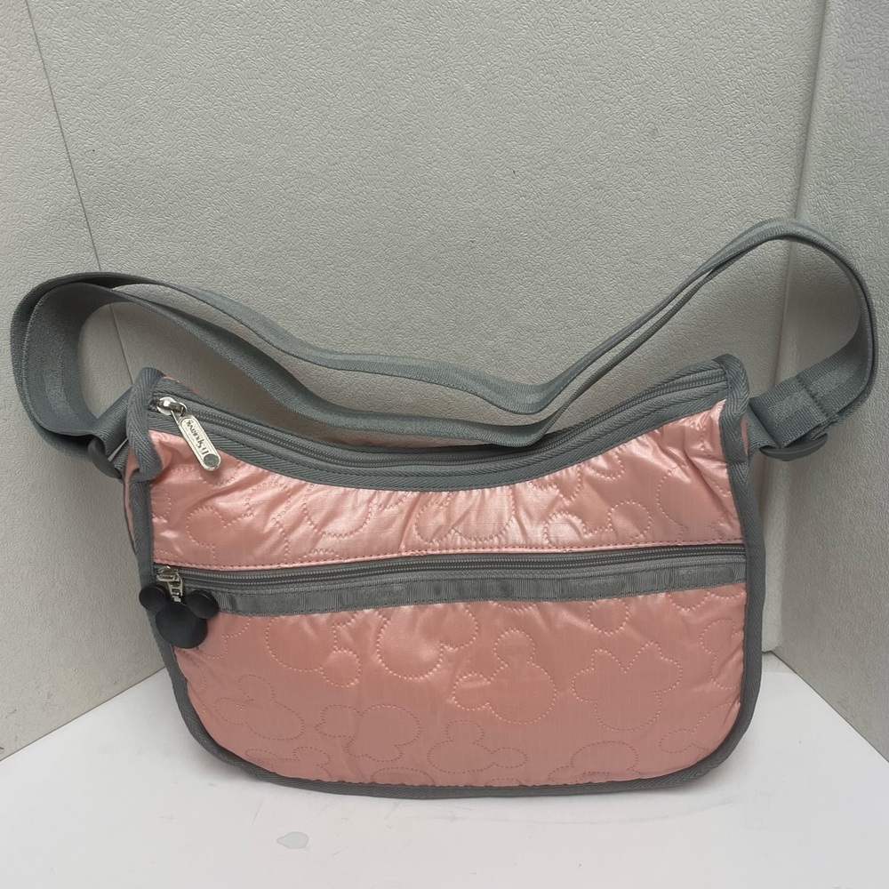 Lesportsac Disney Mickey Mouse Classic Hobo Crossbody Shoulder Purse Pouch Pink